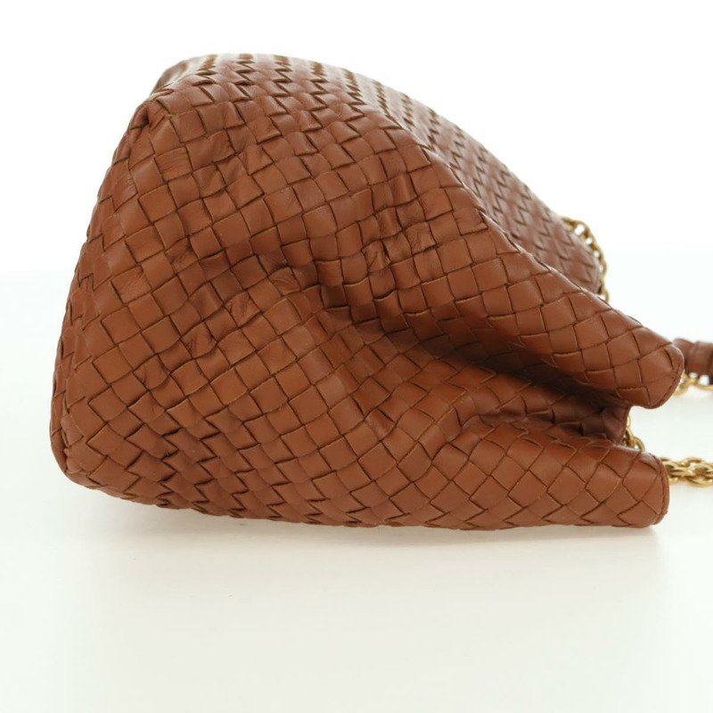 【日本直送】BOTTEGA VENETA INTRECCIATO 鏈條肩背包 皮革 棕色 金色 正品 yk20289SAV-3