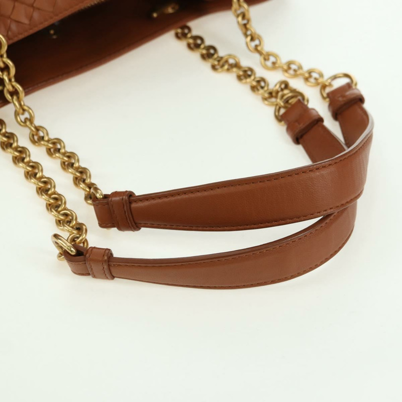 【日本直送】BOTTEGA VENETA INTRECCIATO 鏈條肩背包 皮革 棕色 金色 正品 yk20289SAV-6