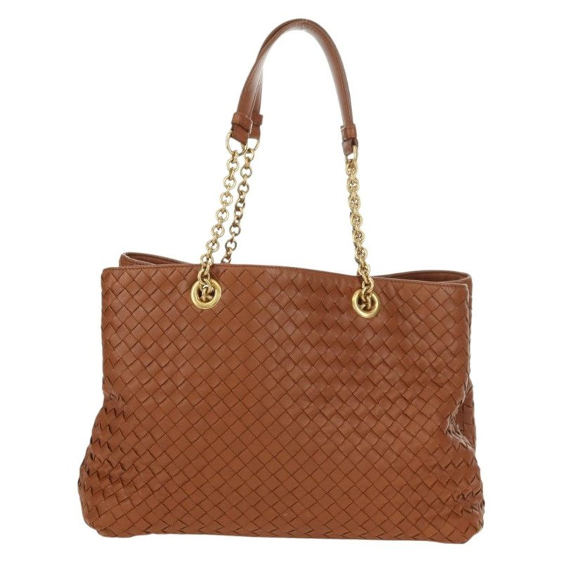 【日本直送】BOTTEGA VENETA INTRECCIATO 鏈條肩背包 皮革 棕色 金色 正品 yk20289SAV-12