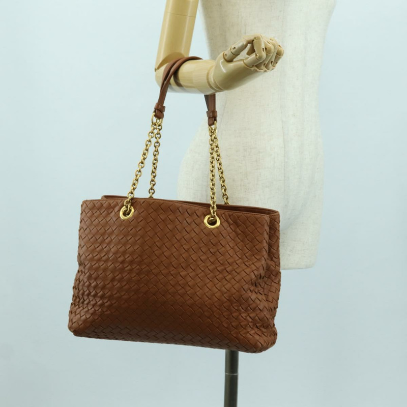 【日本直送】BOTTEGA VENETA INTRECCIATO 鏈條肩背包 皮革 棕色 金色 正品 yk20289SAV-22