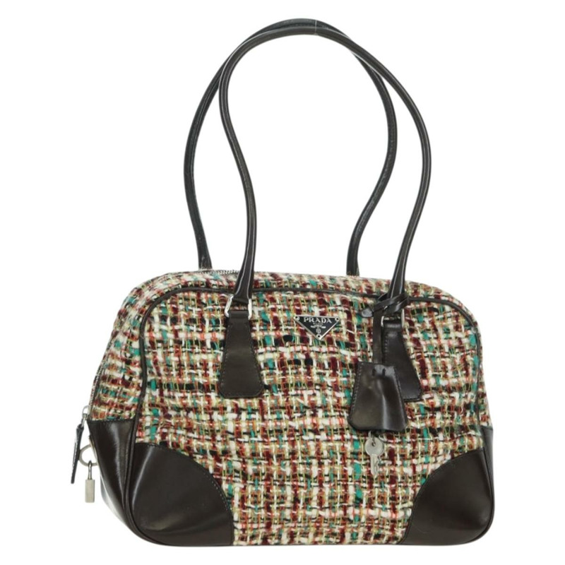 【日本直送】PRADA 斜紋軟呢多色銀色單肩包 正品 yk20245SAM-0