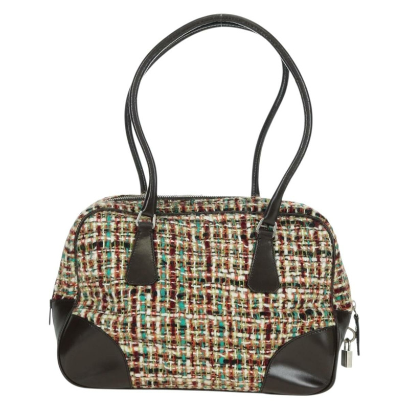 【日本直送】PRADA 斜紋軟呢多色銀色單肩包 正品 yk20245SAM-1