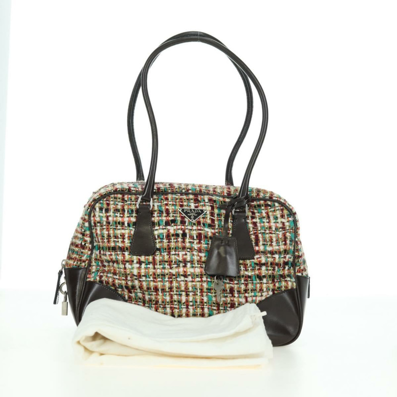 【日本直送】PRADA 斜紋軟呢多色銀色單肩包 正品 yk20245SAM-11