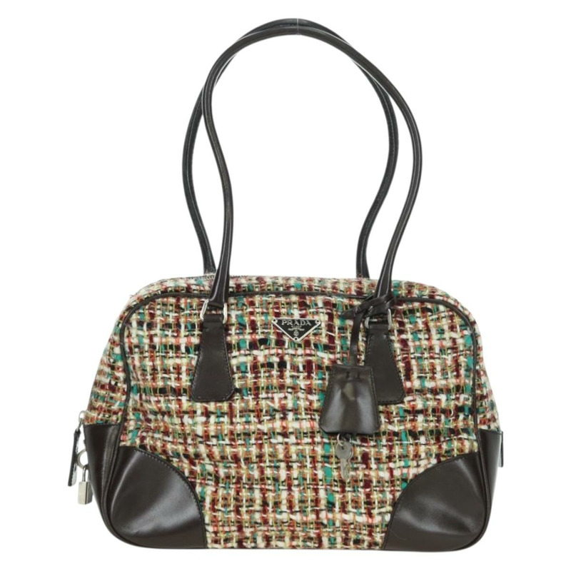 【日本直送】PRADA 斜紋軟呢多色銀色單肩包 正品 yk20245SAM-12