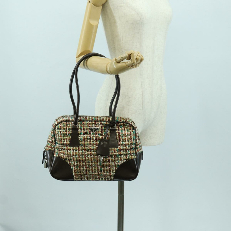 【日本直送】PRADA 斜紋軟呢多色銀色單肩包 正品 yk20245SAM-24