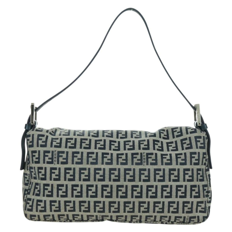 【日本直送】FENDI Zucchino 帆布 Mamma Baguette 單肩包 海軍藍/銀色 正品 yk20229SAM-1