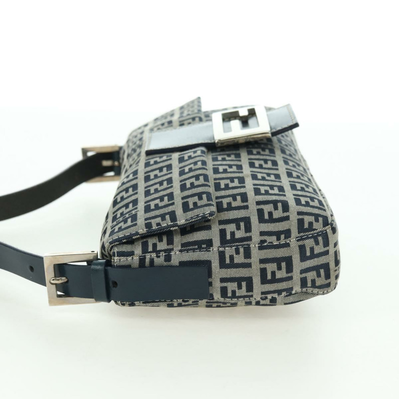 【日本直送】FENDI Zucchino 帆布 Mamma Baguette 單肩包 海軍藍/銀色 正品 yk20229SAM-2