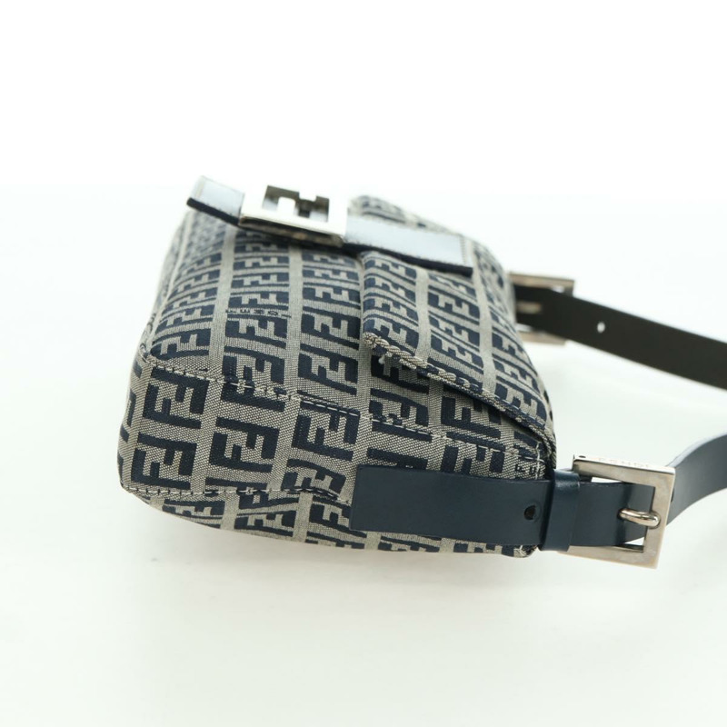 【日本直送】FENDI Zucchino 帆布 Mamma Baguette 單肩包 海軍藍/銀色 正品 yk20229SAM-3