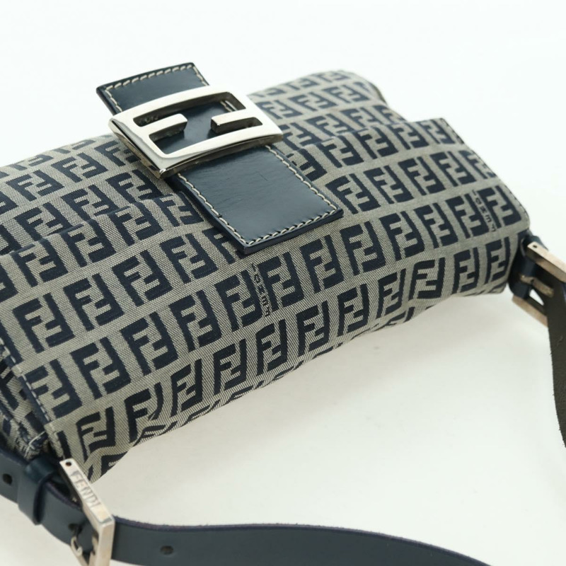 【日本直送】FENDI Zucchino 帆布 Mamma Baguette 單肩包 海軍藍/銀色 正品 yk20229SAM-5