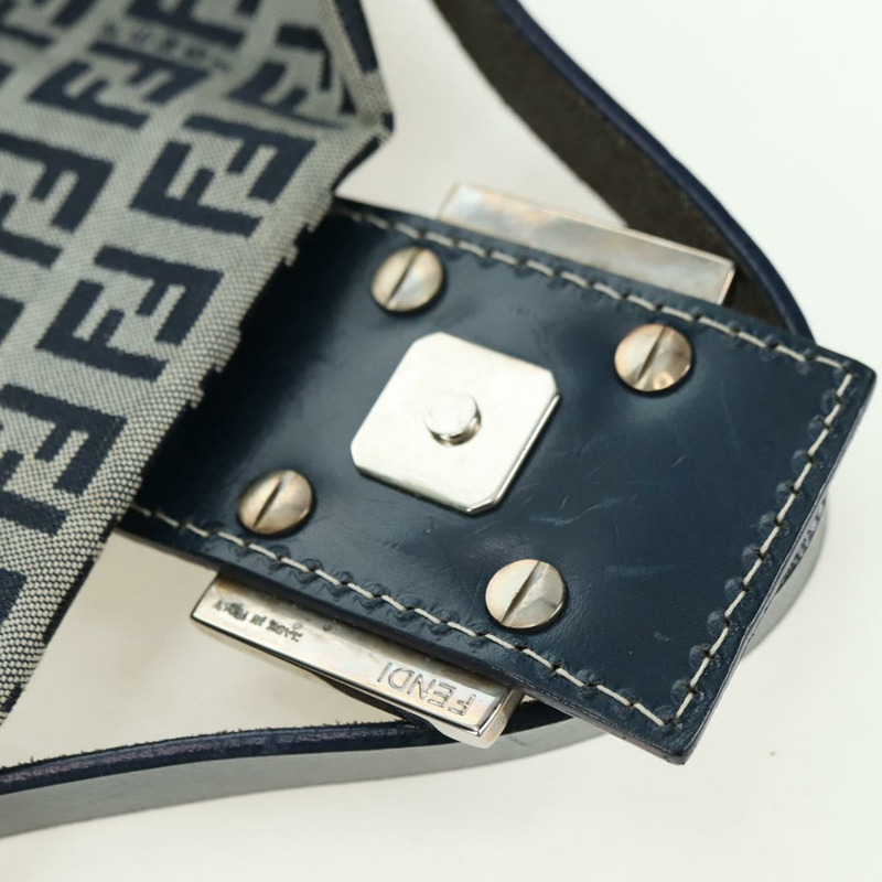 【日本直送】FENDI Zucchino 帆布 Mamma Baguette 單肩包 海軍藍/銀色 正品 yk20229SAM-8