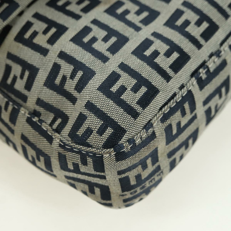 【日本直送】FENDI Zucchino 帆布 Mamma Baguette 單肩包 海軍藍/銀色 正品 yk20229SAM-14