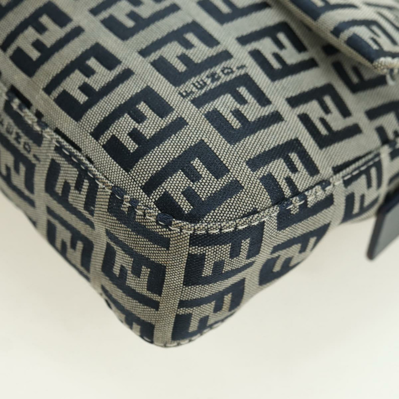 【日本直送】FENDI Zucchino 帆布 Mamma Baguette 單肩包 海軍藍/銀色 正品 yk20229SAM-15