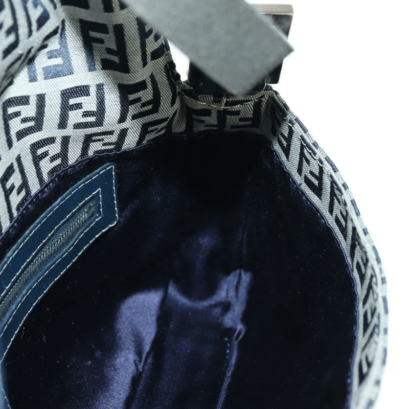 【日本直送】FENDI Zucchino 帆布 Mamma Baguette 單肩包 海軍藍/銀色 正品 yk20229SAM-21