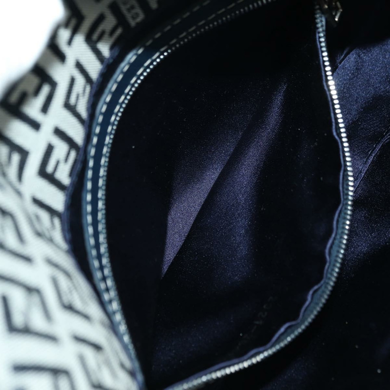 【日本直送】FENDI Zucchino 帆布 Mamma Baguette 單肩包 海軍藍/銀色 正品 yk20229SAM-24