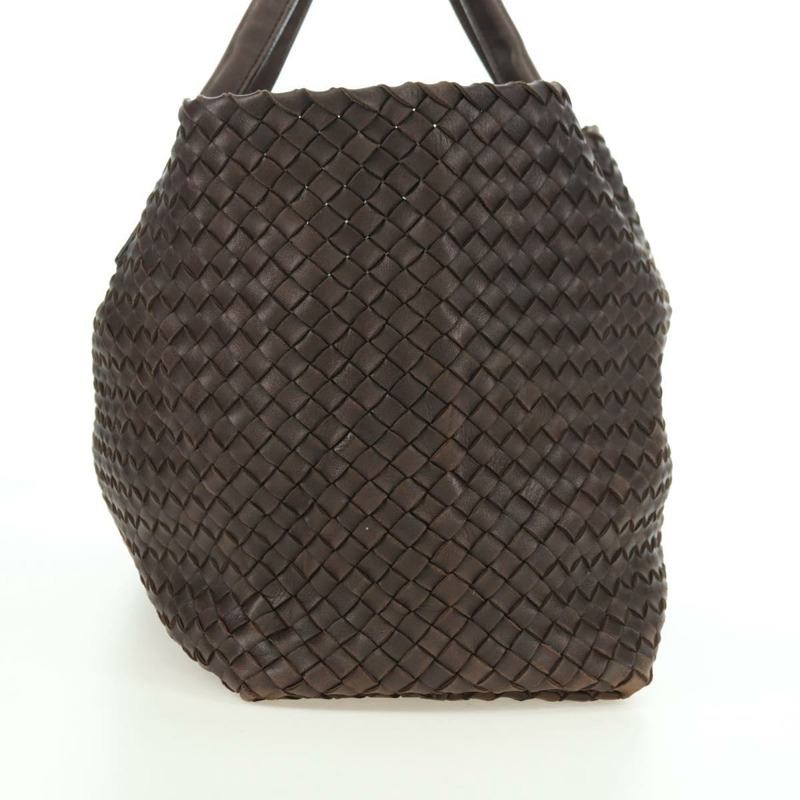 【日本直送】BOTTEGA VENETA INTRECCIATO Cabas MM 手提包 皮革 棕色 115664 Auth yk20255V-3