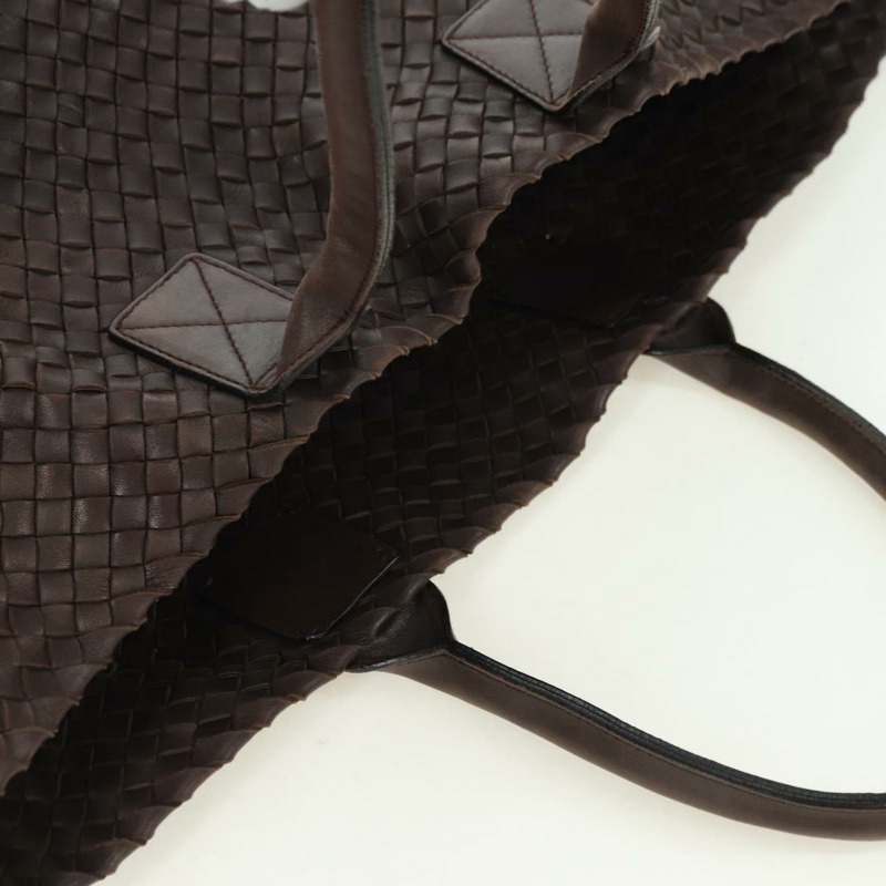 【日本直送】BOTTEGA VENETA INTRECCIATO Cabas MM 手提包 皮革 棕色 115664 Auth yk20255V-5