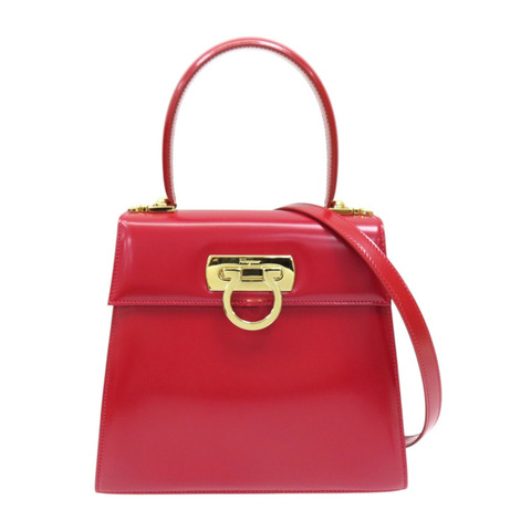 紅色 牛皮 Gancini Top Handle 兩用包【Salvatore Ferragamo 菲拉格慕】