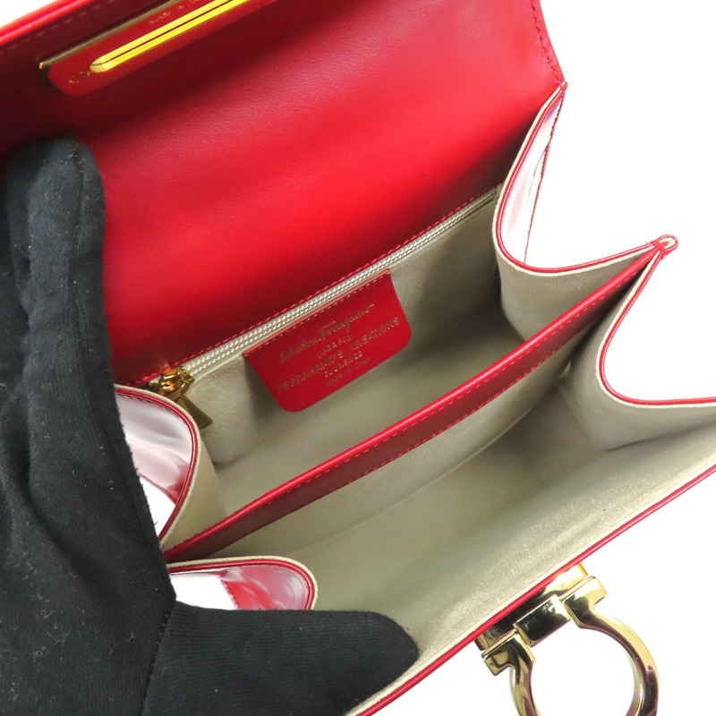 紅色 牛皮 Gancini Top Handle 兩用包【Salvatore Ferragamo 菲拉格慕】-4