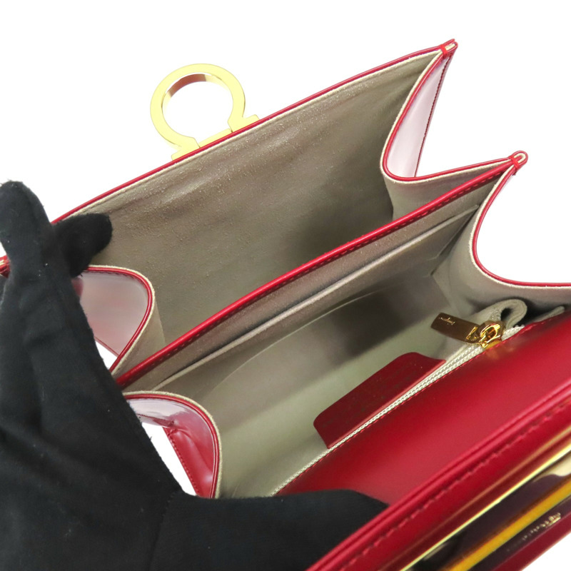 紅色 牛皮 Gancini Top Handle 兩用包【Salvatore Ferragamo 菲拉格慕】-6