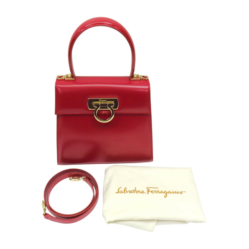 紅色 牛皮 Gancini Top Handle 兩用包【Salvatore Ferragamo 菲拉格慕】-13