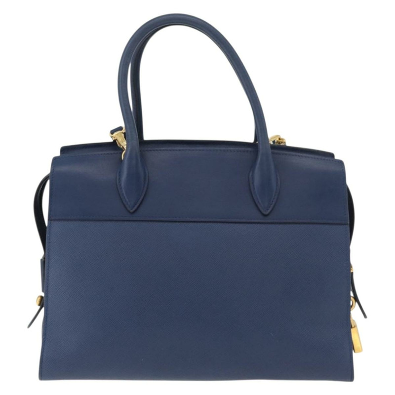 【日本直送】PRADA Esplanade 手提包 皮革 2way Blue Gold Auth ka4009A-1