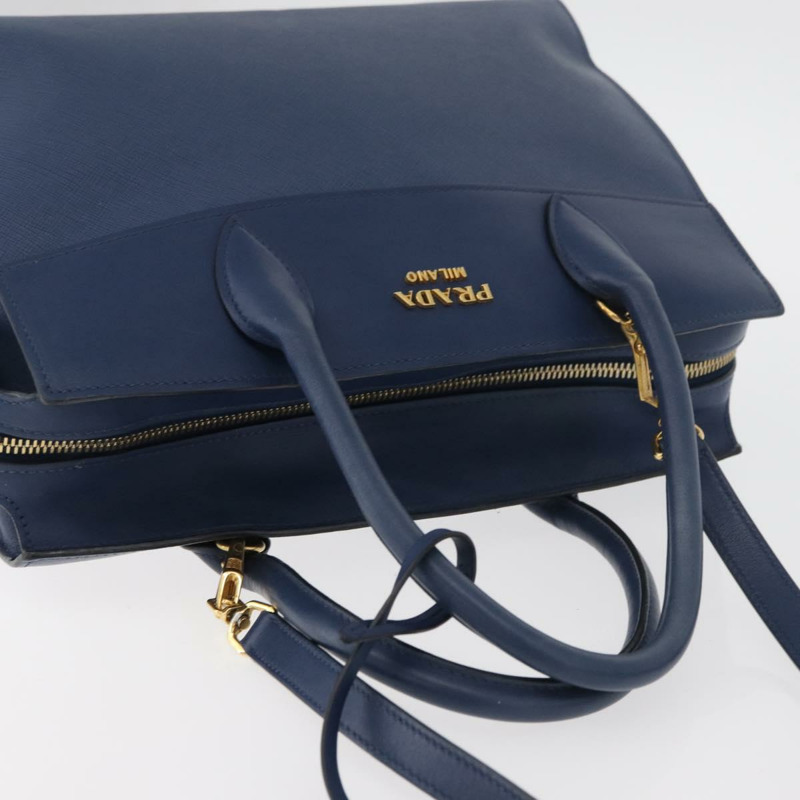 【日本直送】PRADA Esplanade 手提包 皮革 2way Blue Gold Auth ka4009A-5