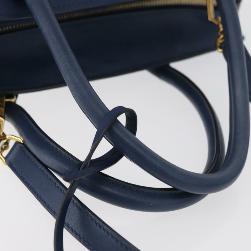 【日本直送】PRADA Esplanade 手提包 皮革 2way Blue Gold Auth ka4009A-6