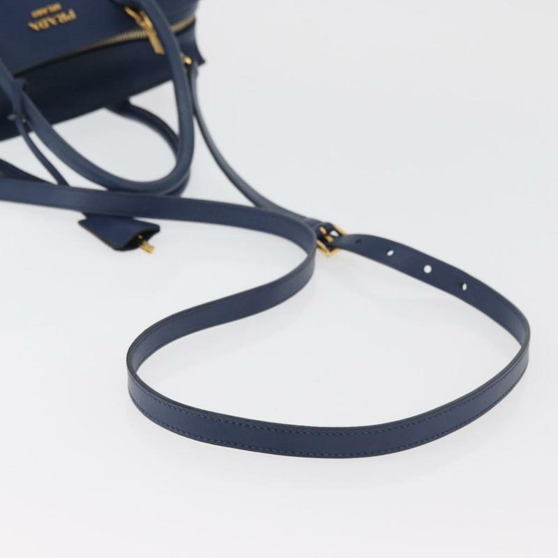 【日本直送】PRADA Esplanade 手提包 皮革 2way Blue Gold Auth ka4009A-7