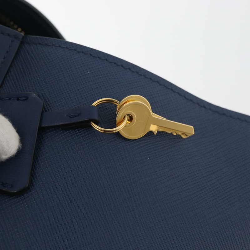 【日本直送】PRADA Esplanade 手提包 皮革 2way Blue Gold Auth ka4009A-8
