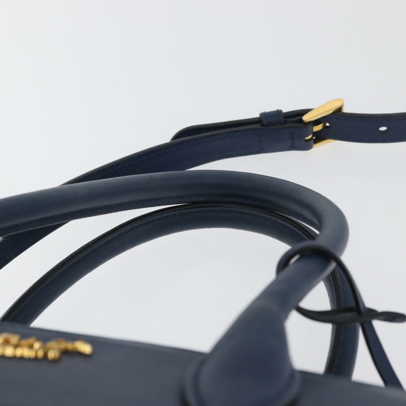 【日本直送】PRADA Esplanade 手提包 皮革 2way Blue Gold Auth ka4009A-13
