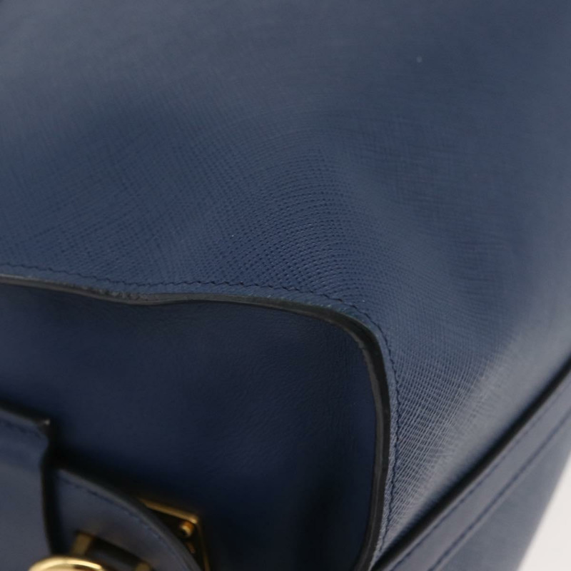 【日本直送】PRADA Esplanade 手提包 皮革 2way Blue Gold Auth ka4009A-15