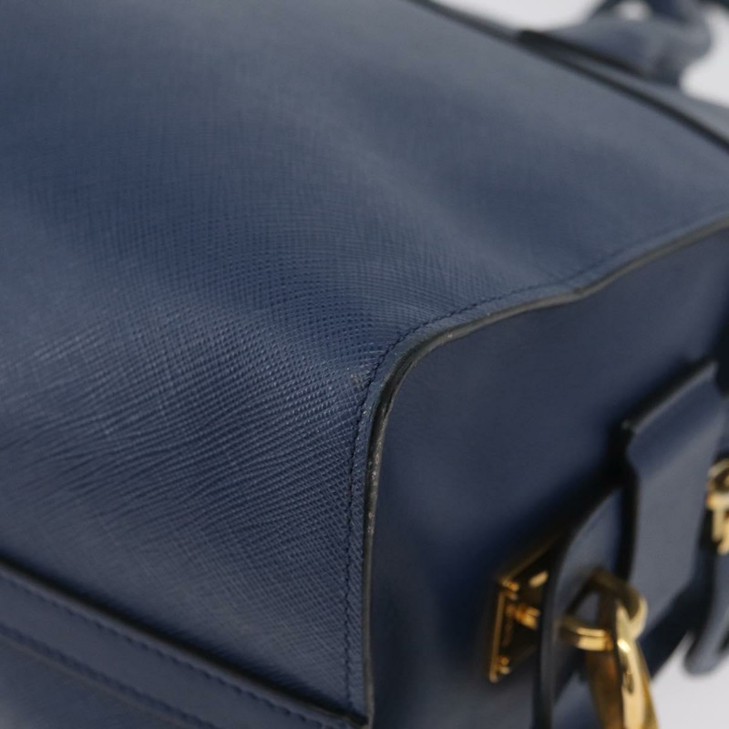 【日本直送】PRADA Esplanade 手提包 皮革 2way Blue Gold Auth ka4009A-18