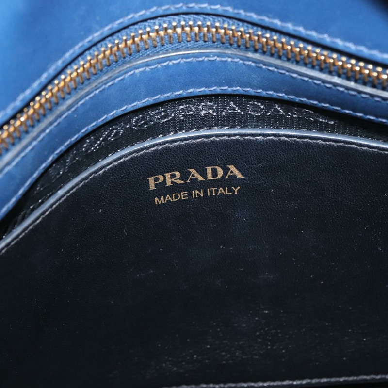 【日本直送】PRADA Esplanade 手提包 皮革 2way Blue Gold Auth ka4009A-20