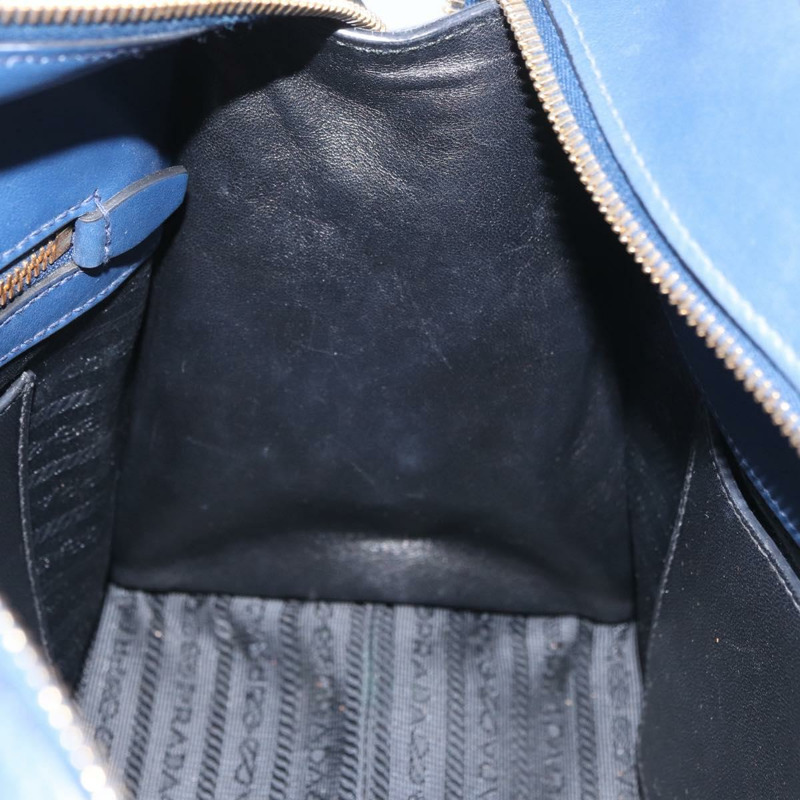 【日本直送】PRADA Esplanade 手提包 皮革 2way Blue Gold Auth ka4009A-21