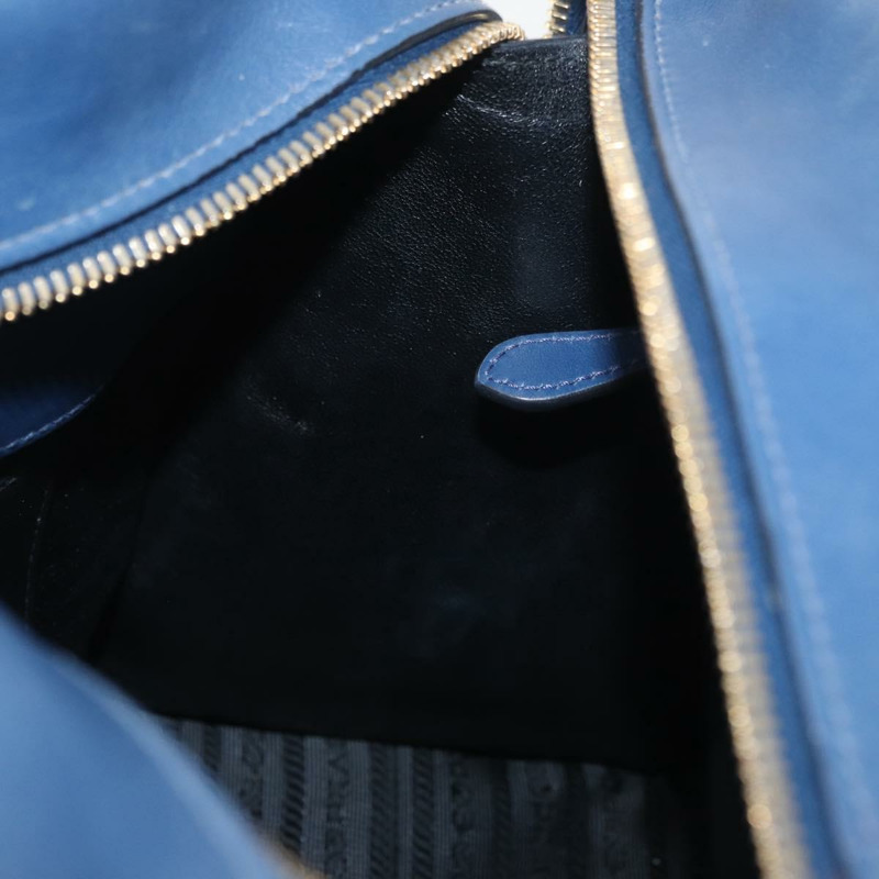 【日本直送】PRADA Esplanade 手提包 皮革 2way Blue Gold Auth ka4009A-22