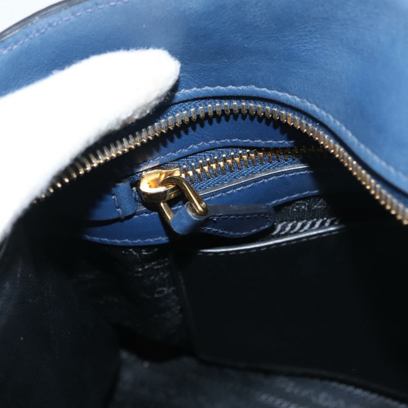 【日本直送】PRADA Esplanade 手提包 皮革 2way Blue Gold Auth ka4009A-23