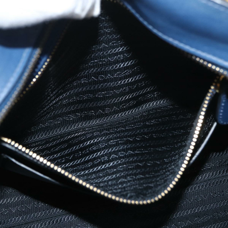 【日本直送】PRADA Esplanade 手提包 皮革 2way Blue Gold Auth ka4009A-24