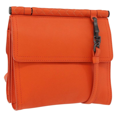 BOTTEGA VENETA INTRECCIATO 單肩包皮革橙色正品 176058