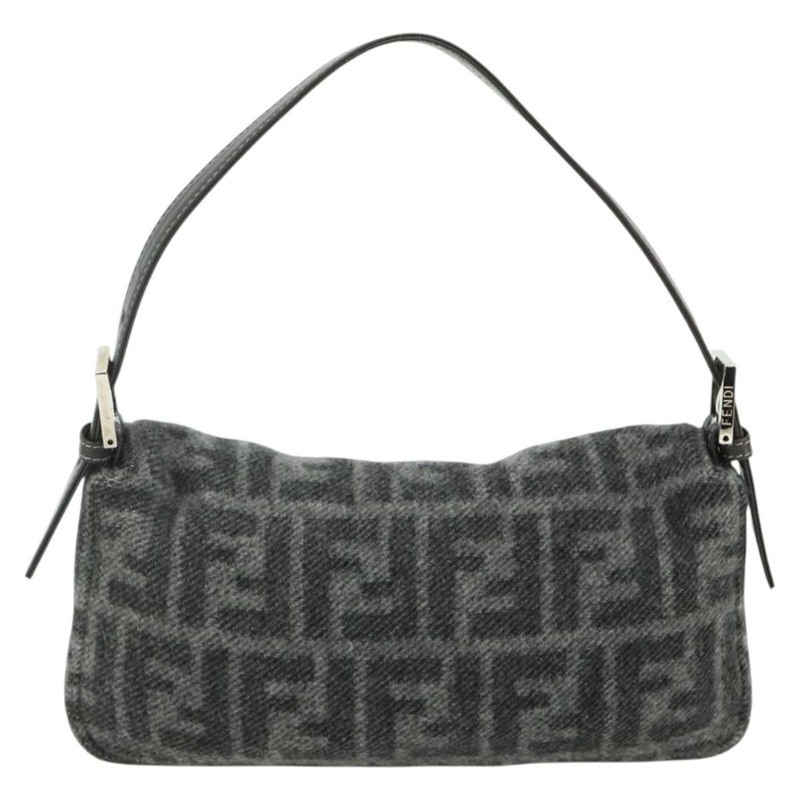 【日本直送】FENDI Zucca 帆布 Mamma Baguette 包羊絨灰銀色正品 176501SAV-1