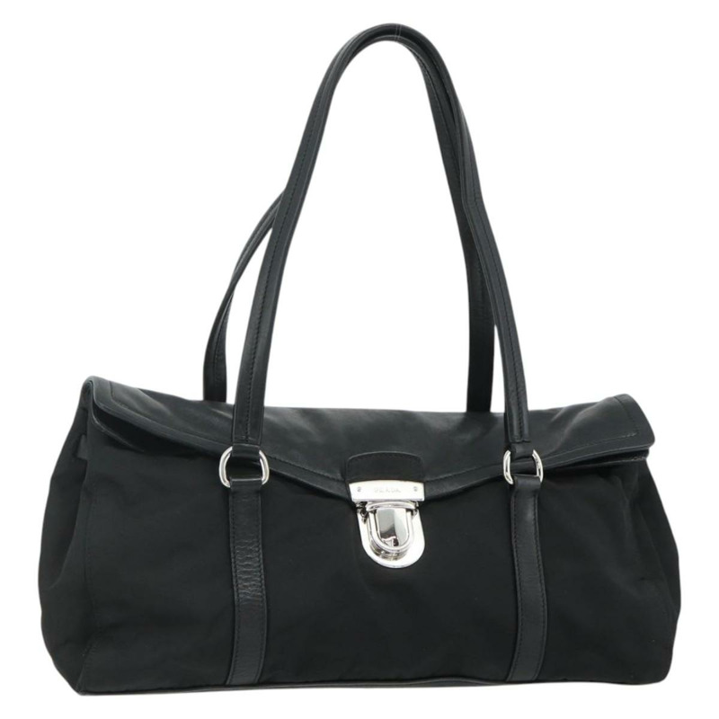 【日本直送】PRADA 尼龍皮革手提包 黑色 銀色 正品 176482V-0