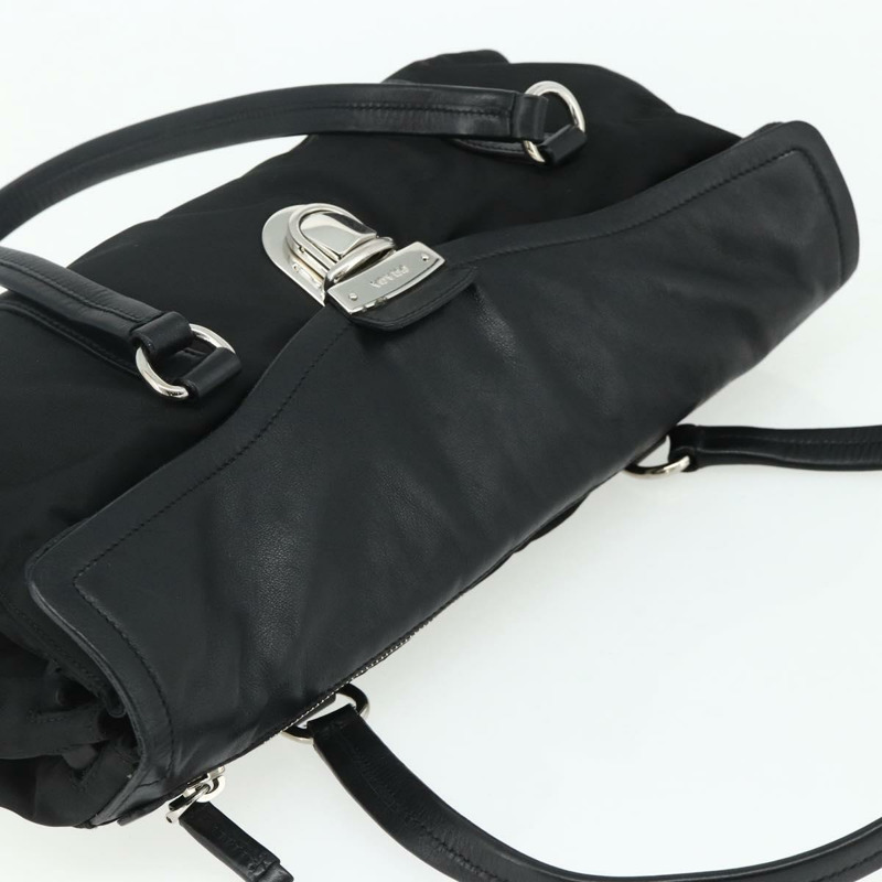 【日本直送】PRADA 尼龍皮革手提包 黑色 銀色 正品 176482V-5
