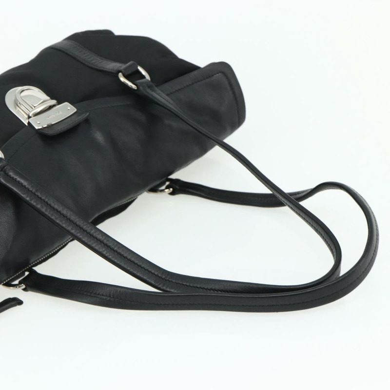 【日本直送】PRADA 尼龍皮革手提包 黑色 銀色 正品 176482V-6