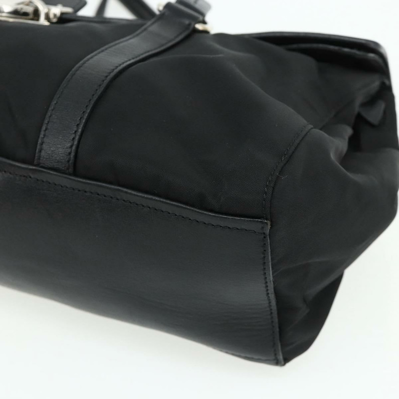 【日本直送】PRADA 尼龍皮革手提包 黑色 銀色 正品 176482V-7