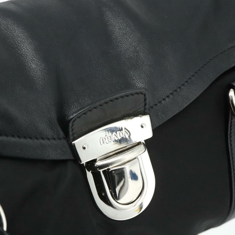 【日本直送】PRADA 尼龍皮革手提包 黑色 銀色 正品 176482V-8
