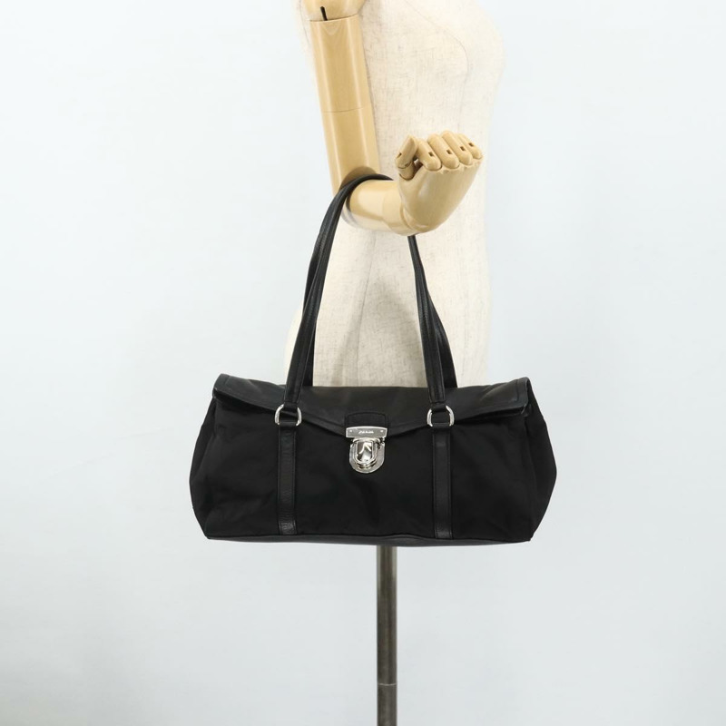【日本直送】PRADA 尼龍皮革手提包 黑色 銀色 正品 176482V-23