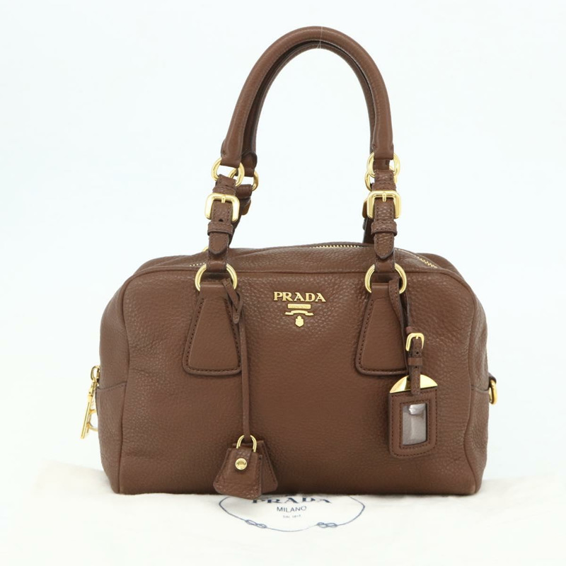 【日本直送】PRADA 棕色金色皮革肩背包，正品編號 176483V-11