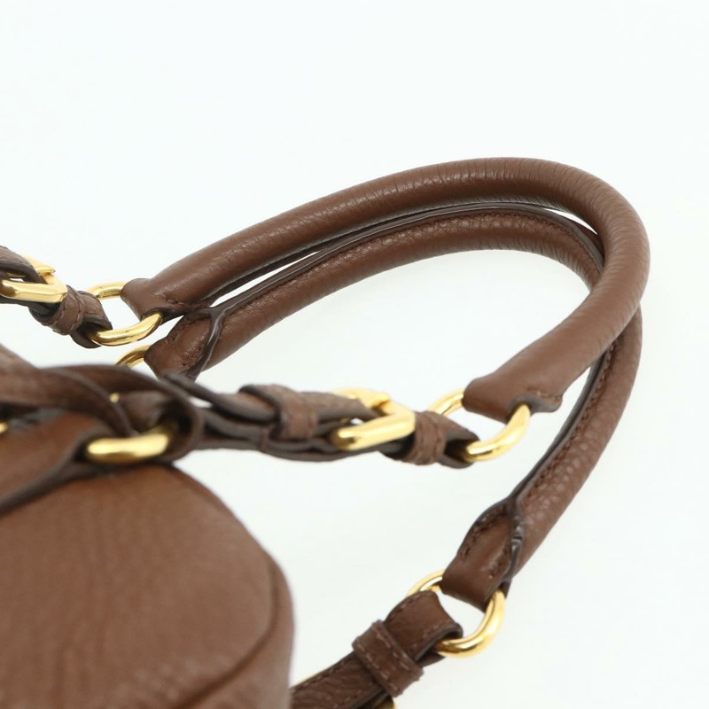 【日本直送】PRADA 棕色金色皮革肩背包，正品編號 176483V-13