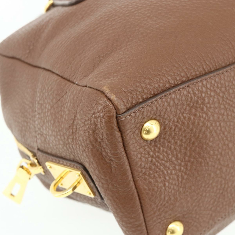 【日本直送】PRADA 棕色金色皮革肩背包，正品編號 176483V-14