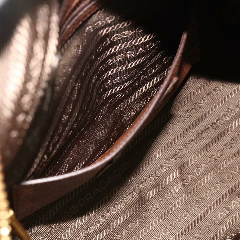 【日本直送】PRADA 棕色金色皮革肩背包，正品編號 176483V-23