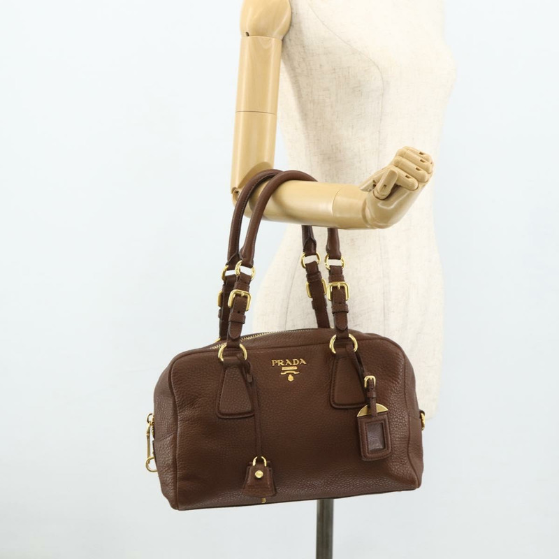 【日本直送】PRADA 棕色金色皮革肩背包，正品編號 176483V-26